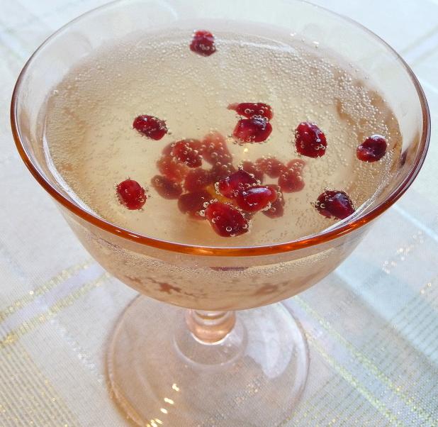 Pomegranate Cranberry Champagne Cocktail