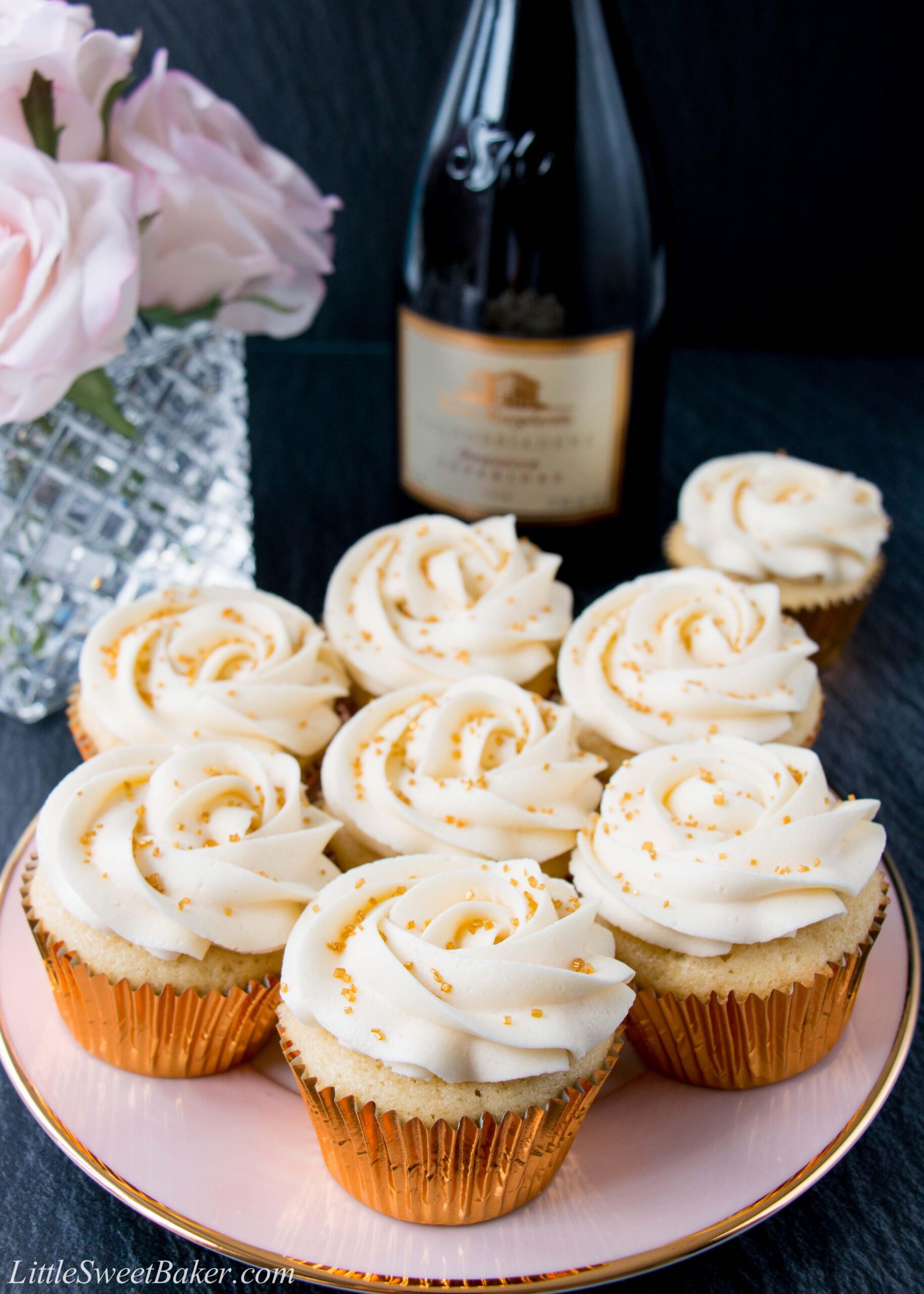  Pop the bubbly and celebrate each bite of these Champagne Cupcakes with Sweet Champagne Buttercream Frosting!