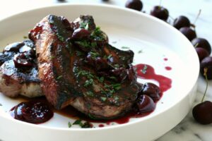 Pork Chops With Cherry Wine Sauce