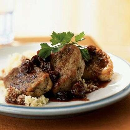 Pork Medallions With Port Wine and Dried Cherry Pan Sauce