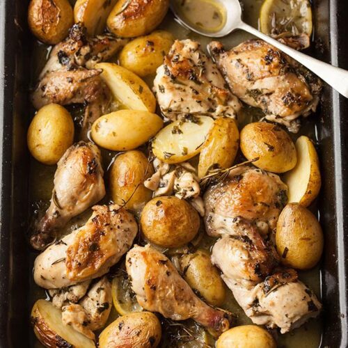 Pot Roast Chicken in Garlic, White Wine & Parsley