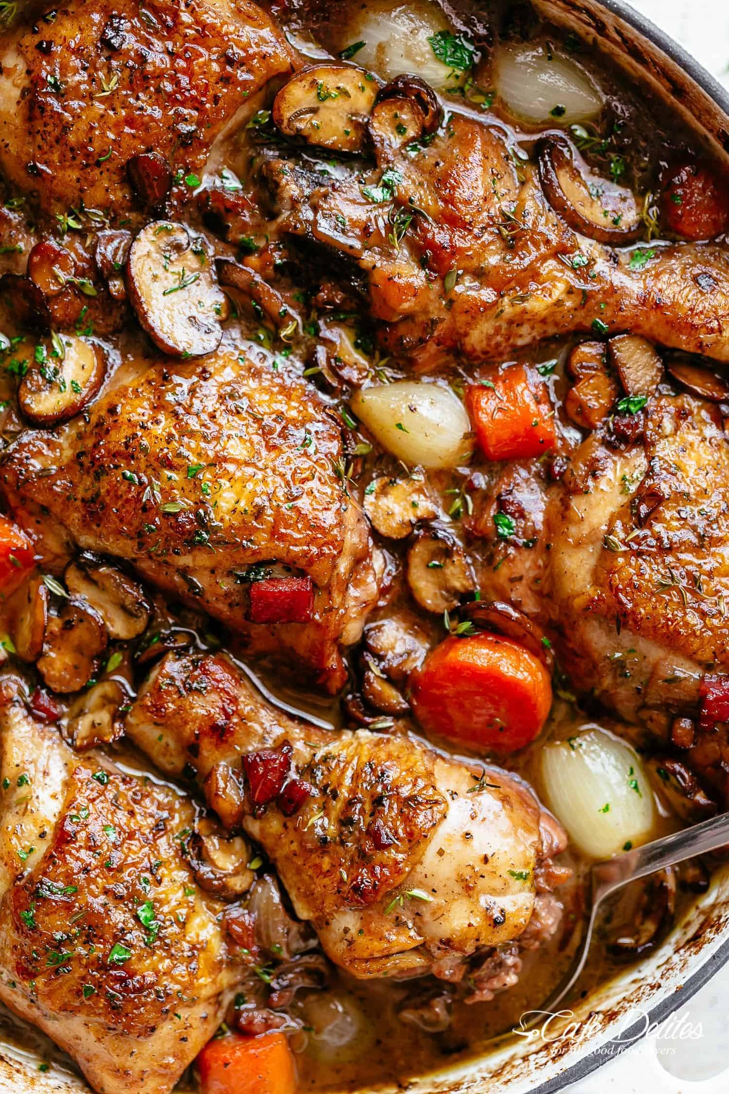  Rich and hearty chicken casserole with a red wine base
