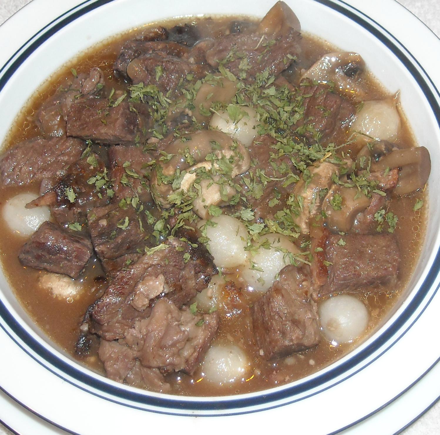  Rich aromas of red wine and beef will permeate your kitchen with this stew.