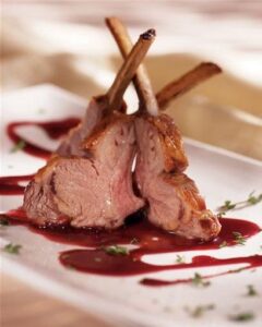 Roast Rack of Lamb With Cranberry and Red Wine Sauce