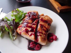 Salmon Braised in Pinot Noir (One Serving)