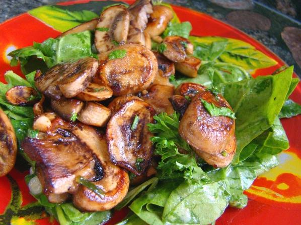  Savor the earthy flavors of sautéed mushrooms on a bed of nutritious spinach