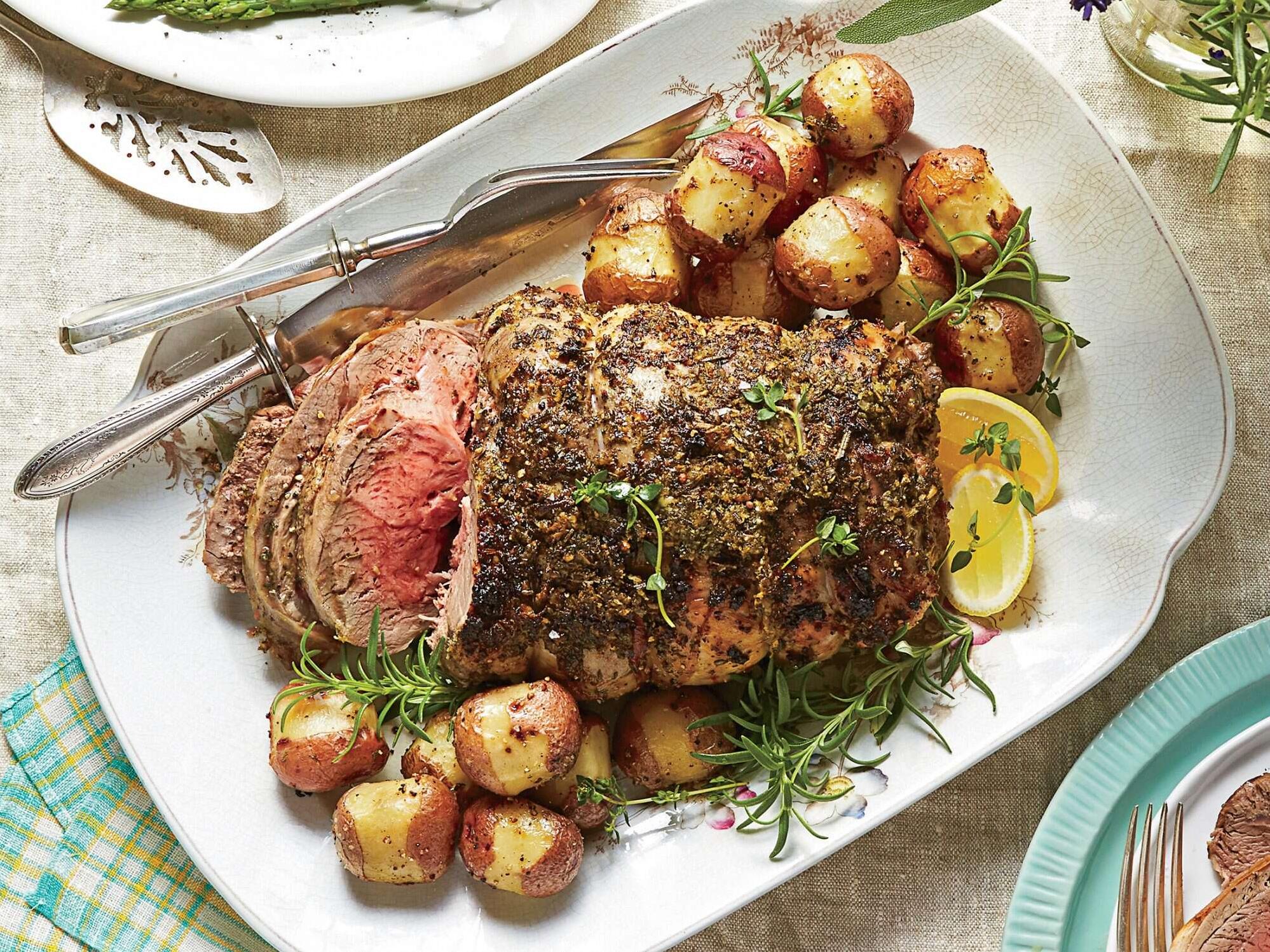  Savor the juicy and succulent Mediterranean Roasted Leg of Lamb.