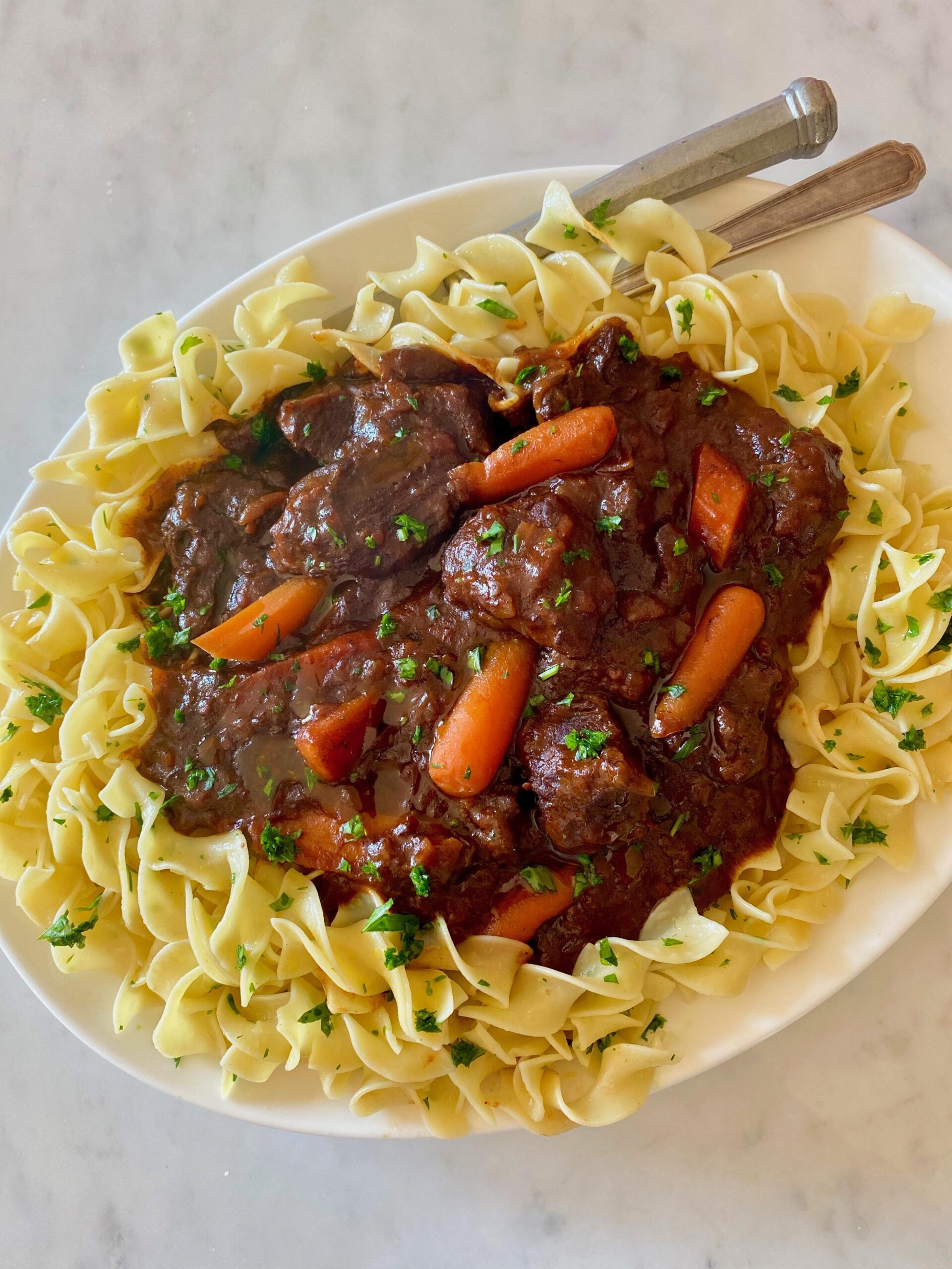  Savor the rich flavor of this Beef Stew With Red Wine and Hoisin Sauce.