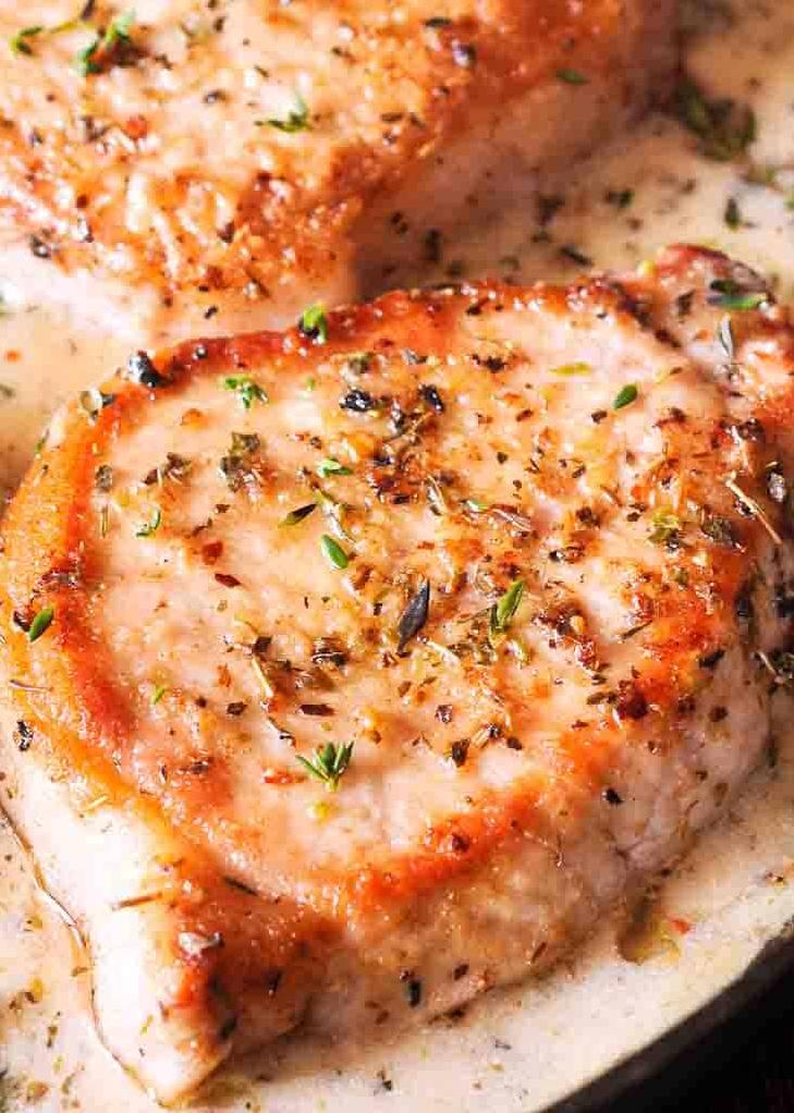  Say hello to your new go-to comfort food: pork chops in white wine sauce.