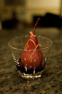 Spiced Wine Poached Pears