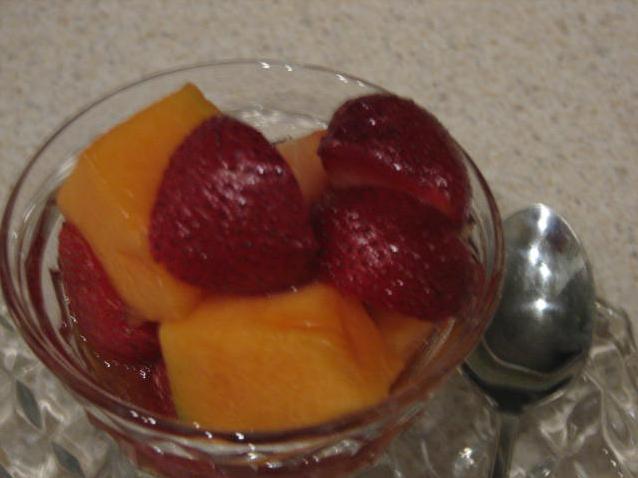 Strawberries and Melon in Plum Wine