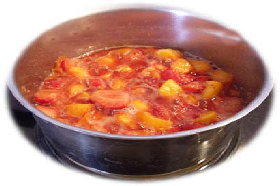 Strawberry Peach Compote in Sweet Wine Syrup