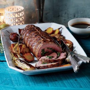 Stuffed Beef Roast With Red Wine Sauce