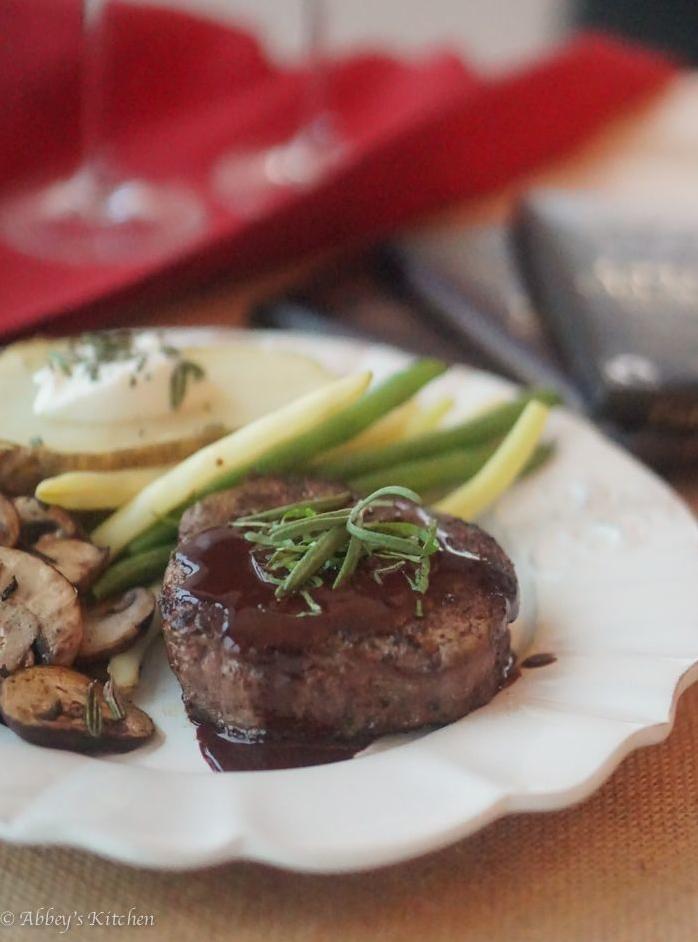  Succulent beef tenderloin with a savory rosemary and chocolate sauce.