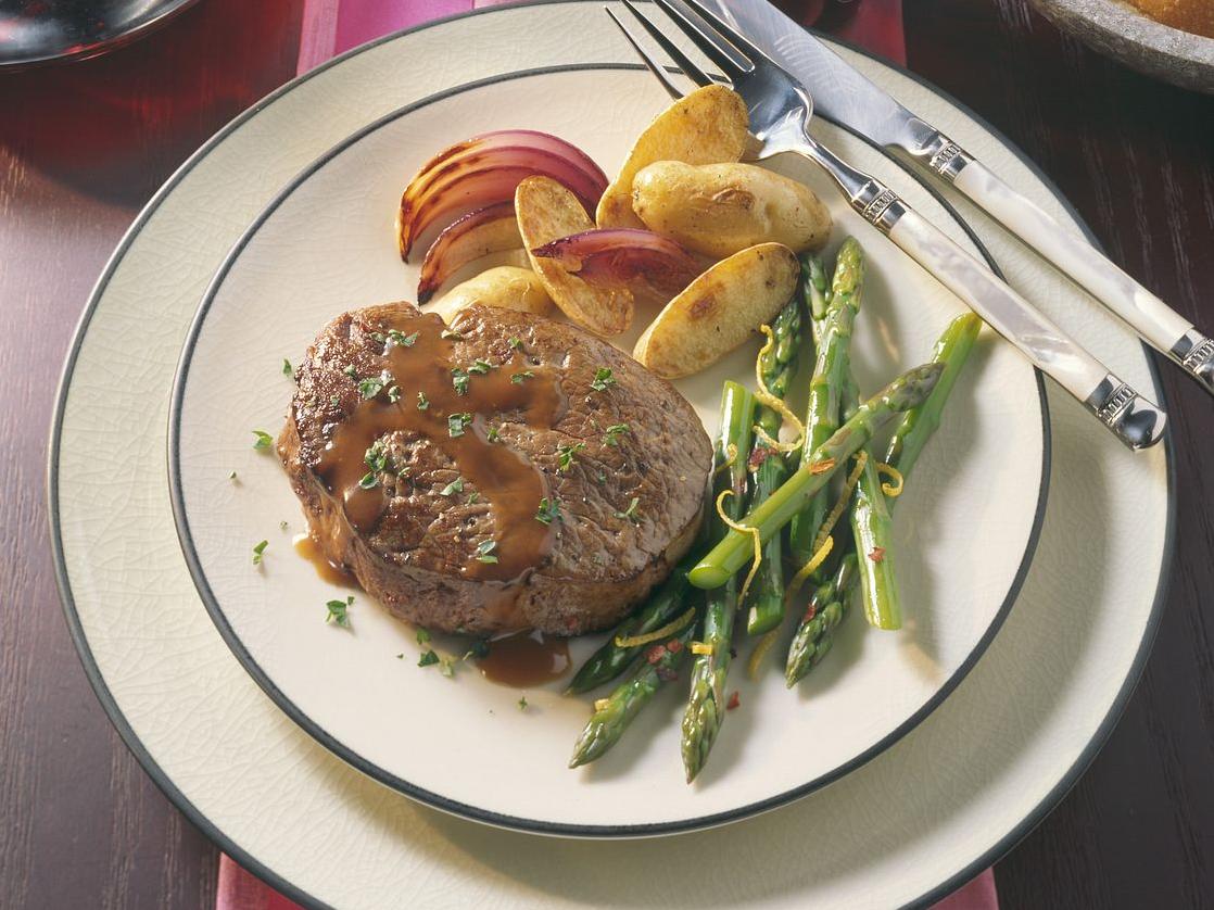  Succulent, juicy beef tenderloin steaks will make your mouth water.