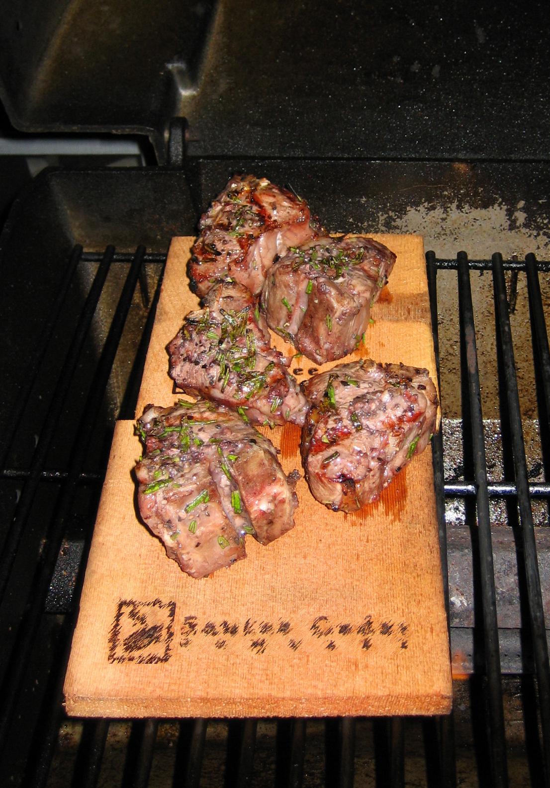 Succulent lamb chops marinated in a robust red wine olive sauce
