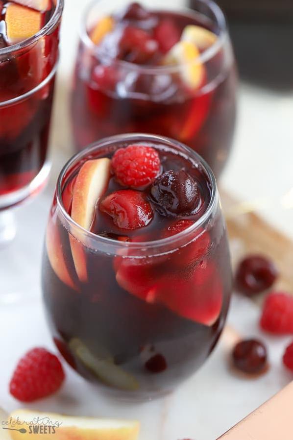 Sure thing! Here are some unique photo captions for the Red Wine Cherry Sangria recipe: