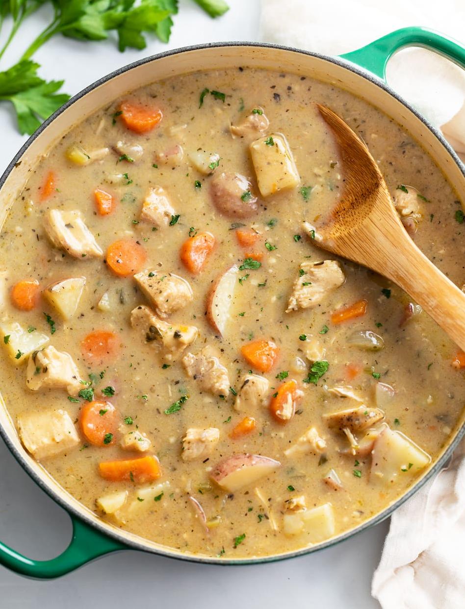  The combination of chicken, potatoes, carrots, and Chardonnay creates a heavenly aroma.