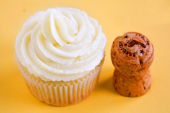  The pear puree gives these cupcakes a subtle fruitiness that balances out the champagne-infused frosting.