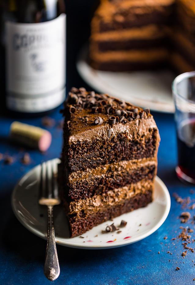  The perfect harmony of red wine and chocolate make this cake a crowd-pleaser.