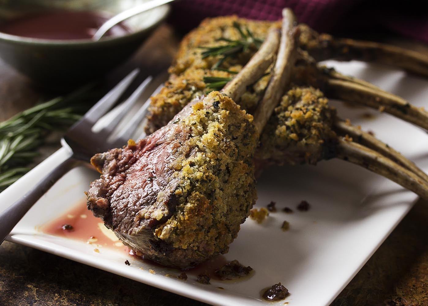  The perfect holiday centerpiece - Roast Rack of Lamb with Cranberry and Red Wine Sauce