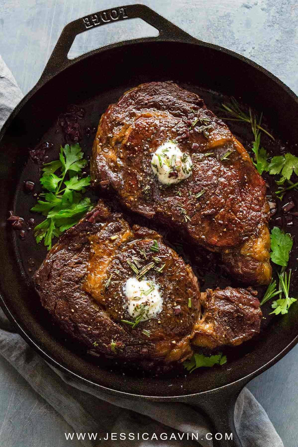  The perfect Sunday dinner: red wine ribeyes and a glass of red wine.