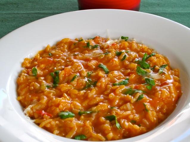  The scent of tomatoes and white wine will fill your kitchen as this creamy risotto cooks.