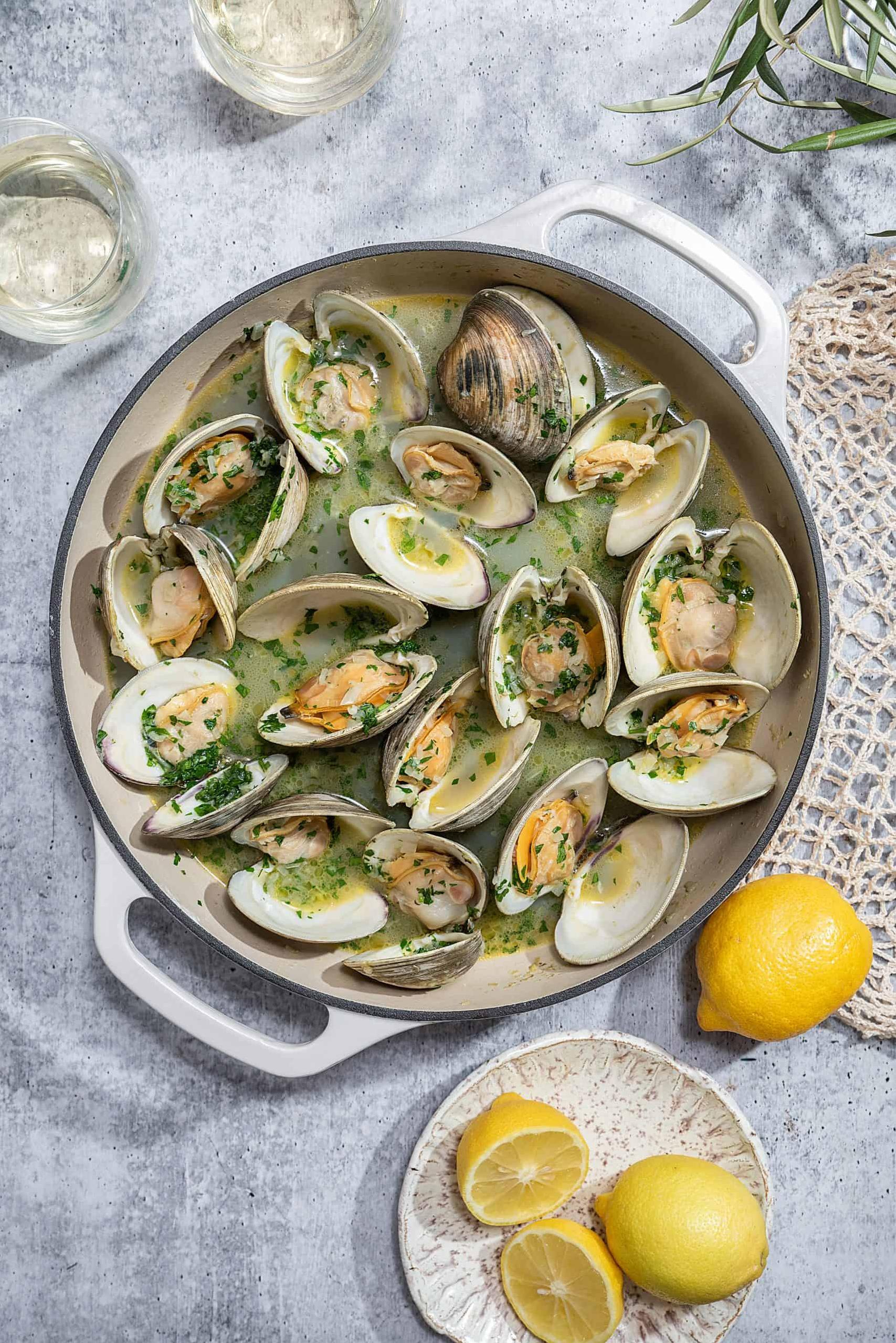  These clams bathed in a white wine sauce are the stars of the show.