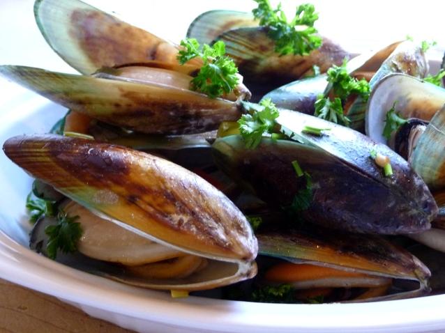  These mussels are cooked to perfection in a savory white wine sauce.