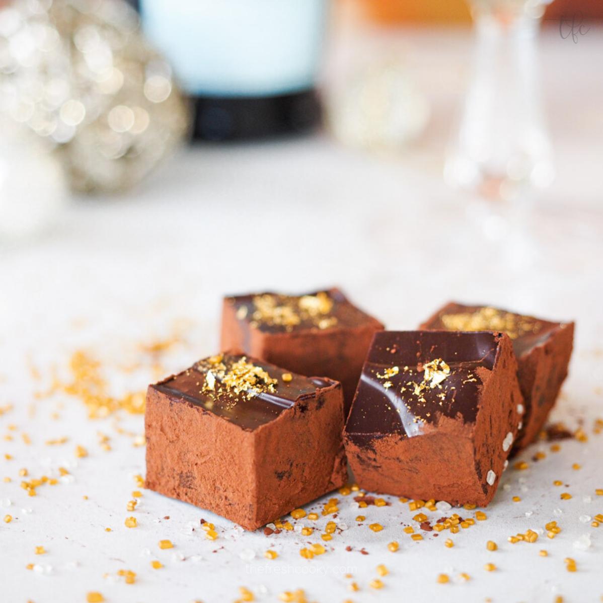  These sweet treats are as decadent as they are beautiful, with a shimmering golden finish.