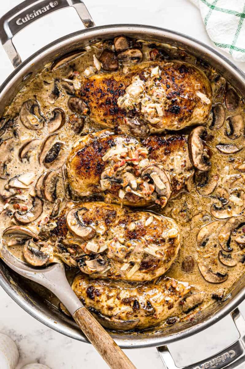  This chicken is soaking up all the richness of the wine sauce.