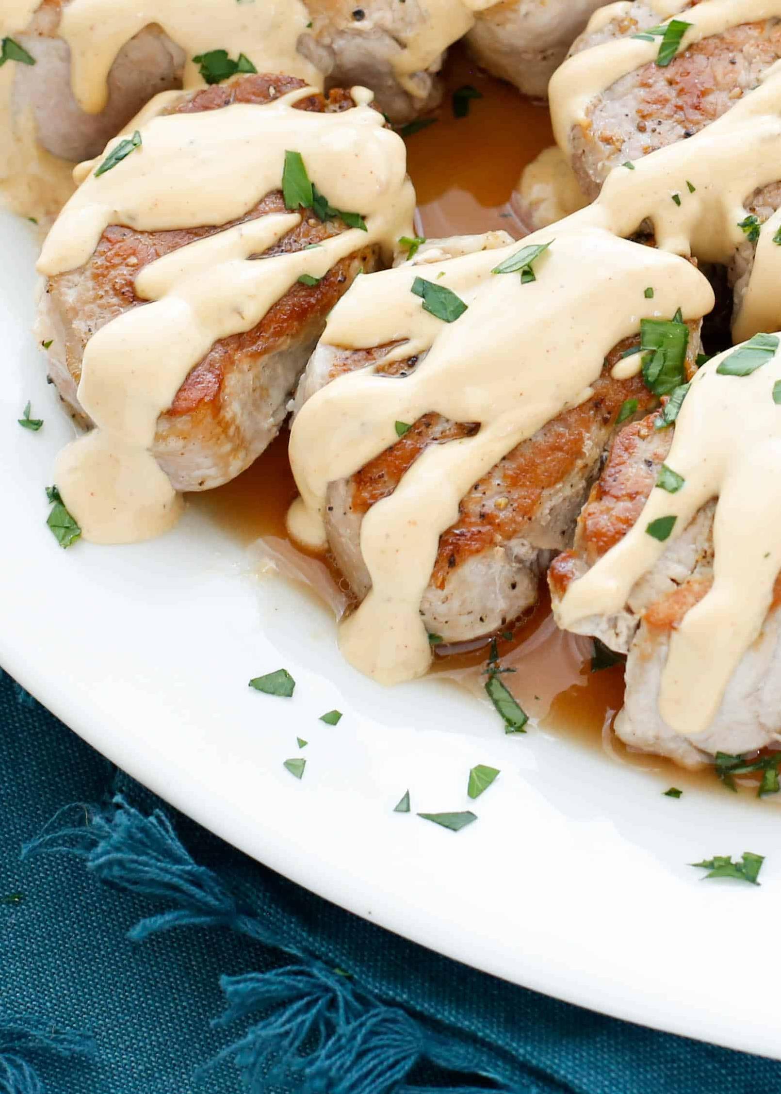  This pork medallions in wine sauce is a real showstopper.