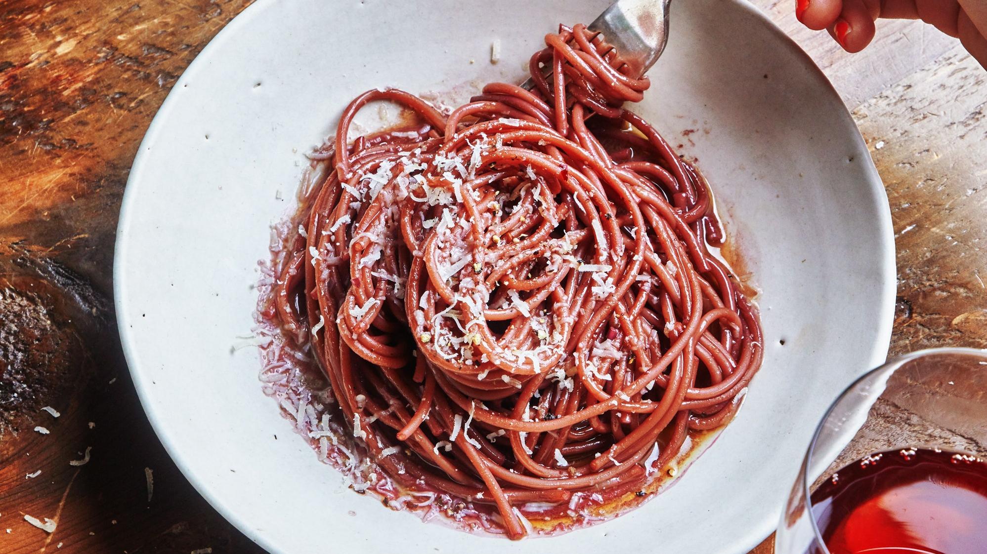  Twirl your fork into this rich and savory spaghetti.