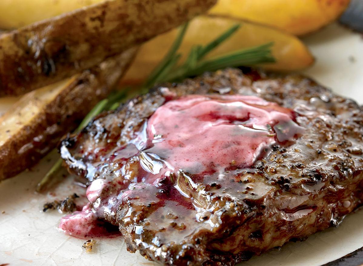  Want to take your steak to the next level? Add a pat of Cabernet and green peppercorn butter for a flavorful twist.