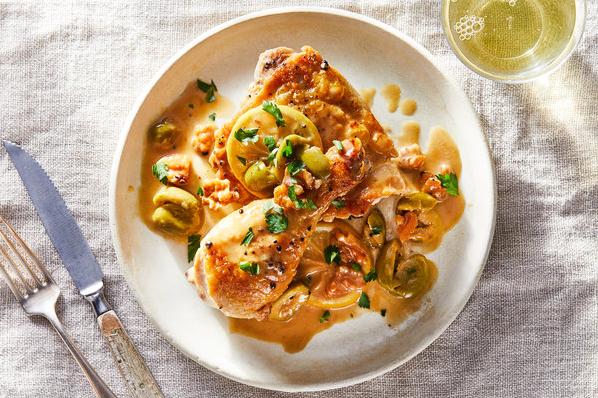  White wine and olives lend sophisticated flavors to this dish.