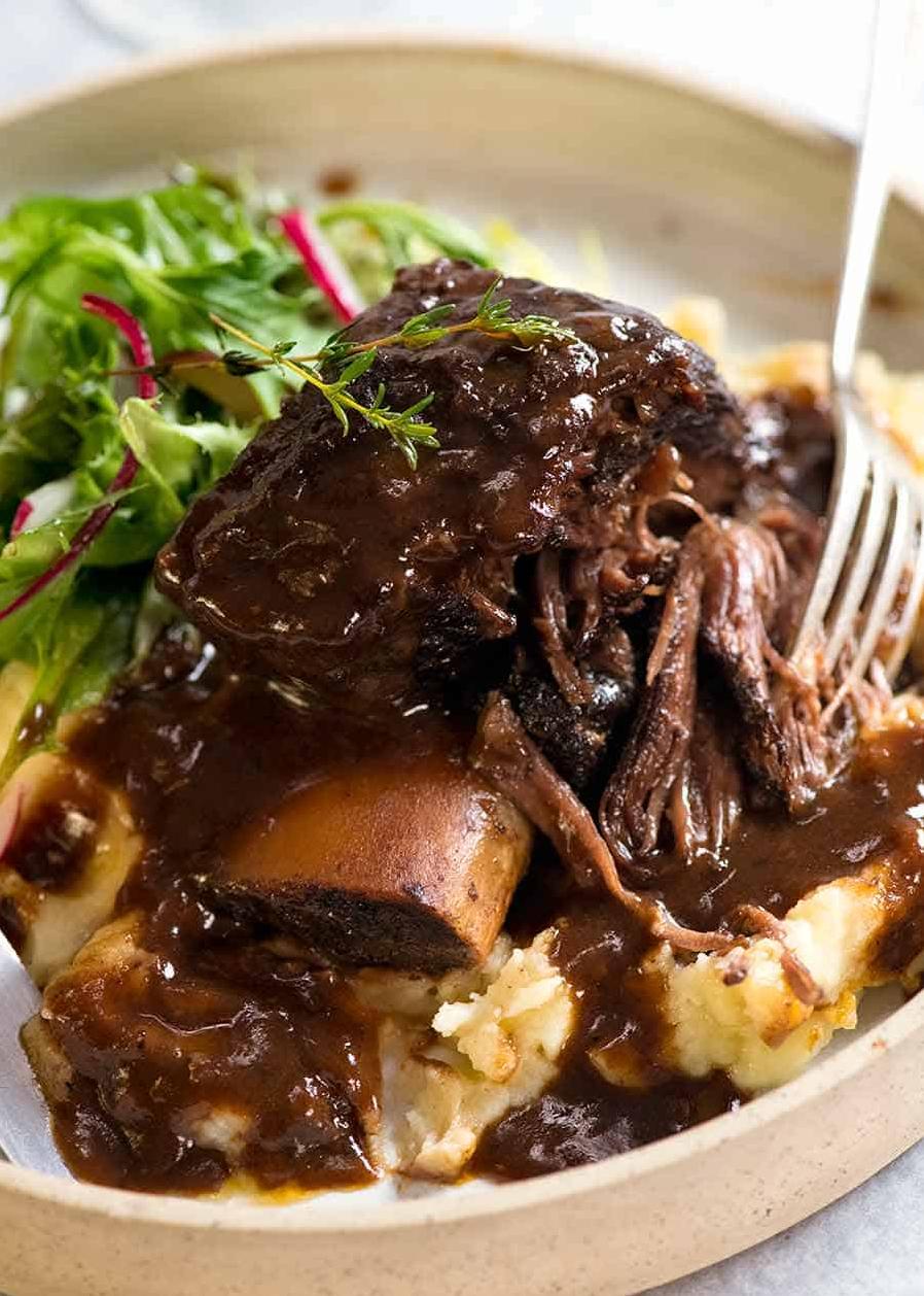  Who needs a knife when you have fall-off-the-bone beef ribs smothered in red wine sauce?