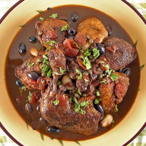 Wine Braised Chicken With Tomatoes and Olives