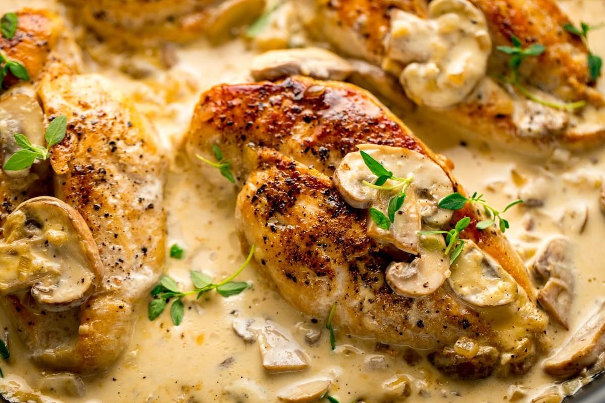  With a buttery mushroom sauce and tender chicken, this recipe is a must-try!