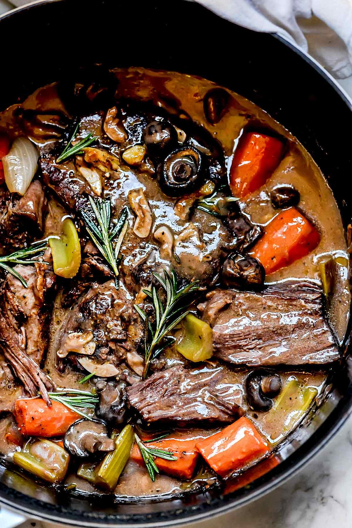  With its tender and juicy meat, this garlic-wine pot roast is a meal that will have your dinner guests asking for seconds.